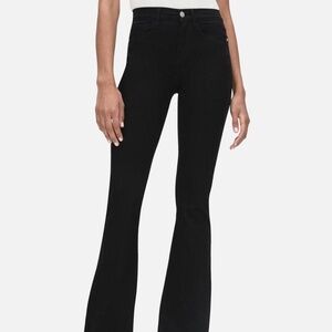 FRAME denim le high flare in black : film noir